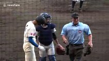 Japanese baseball player whacked on the shoulder replies with an impressive home run