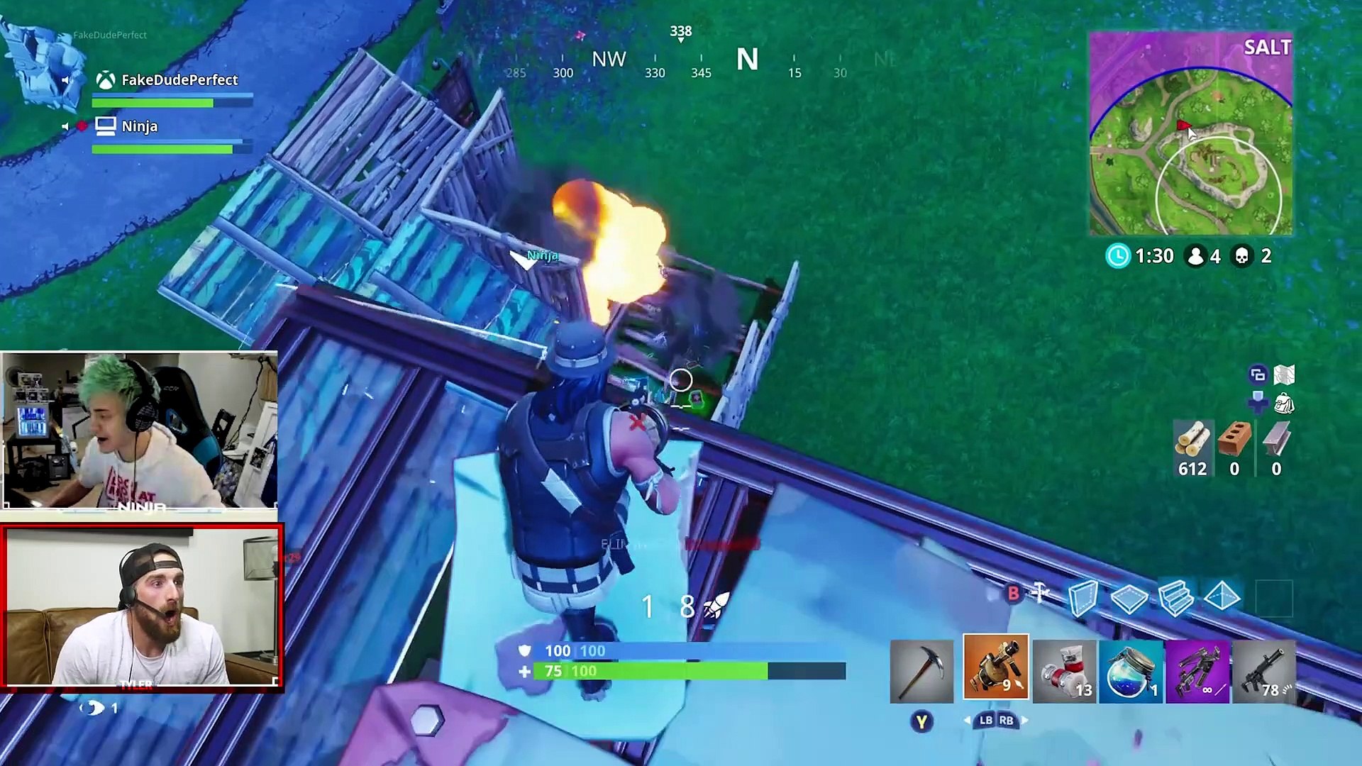 Fortnite With Ninja Dude Perfect Fortnite With Ninja Overtime 3 Dude Perfect Video Dailymotion