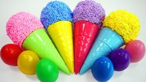Learn Colors Play Foam Ice Cream Cone Surprise Toys Minions Pooh Goopy Snoopy Shark Supermario