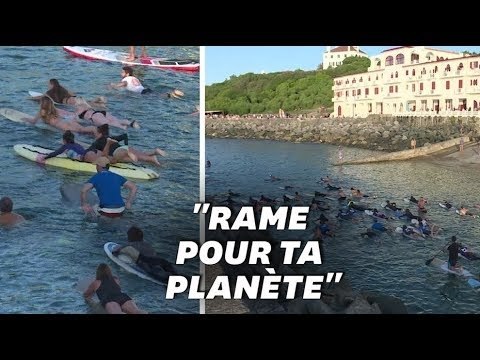 350 surfeurs défendent la mer face aux puissances du G7
