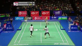 Gideon and sukam vs Kamura and sonoda double badminton greatest relly ever