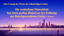 Das Wort Gottes | Die verdorbene Menschheit hat einen großen Bedarf an der Erlösung des fleischgewordenen Gottes (Auszug III)