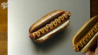 Drawing Hot Dog - How to Draw 3D Art