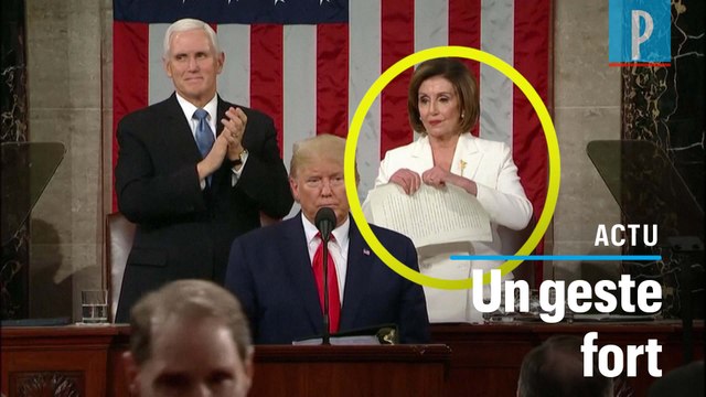 Nancy Pelosi déchire le discours de Trump