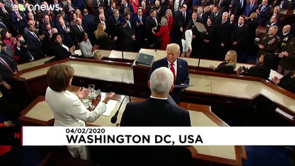 Donald Trump declines to shake Nancy Pelosi's hand before State of the Union