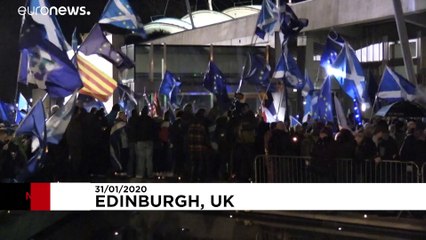 تجمع مخالفان برکسیت در مقابل پارلمان اسکاتلند