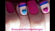 NAIL ART TUTORIAL -Pink Blue Love Nails for Valentine's Day-Nail Art TUTORIAL-Step by Step