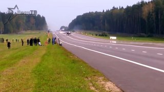 Fighter landing on highway