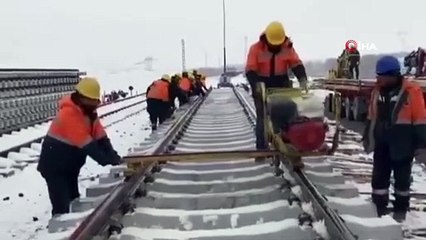 Zorlu kış şartlarına rağmen YHT çalışmaları hızla sürüyor