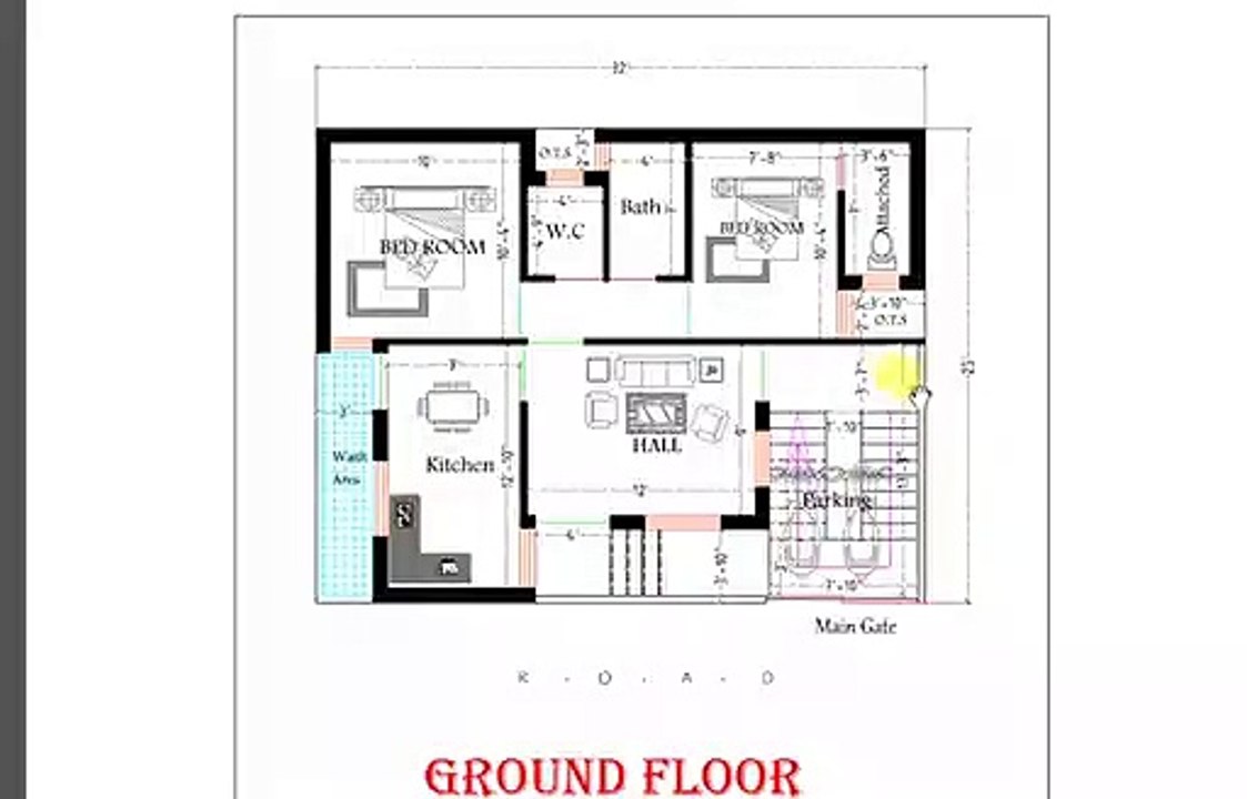 25 x 32 ft 2 BHK HOUSE MAP