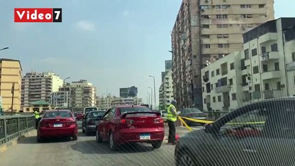 زحام مرورى أعلى كوبرى الجيزة بسبب أعمال صيانة