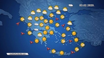 Η πρόγνωση του καιρού για την Δευτέρα 03-02-2020