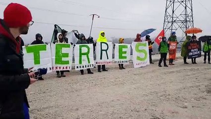 Extinction Rébellion : plantation d'un laurier sur le site d'Amazon