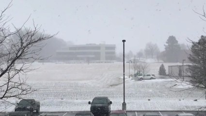 Snow coming down at AccuWeather's headquarters