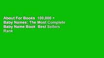 About For Books  100,000   Baby Names: The Most Complete Baby Name Book  Best Sellers Rank : #5