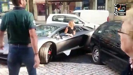 Girl Driving Skills _ Lamborghini Aventador vs Truck TIR !!!_HD