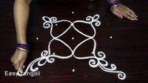 beginners kolam designs with 5x1 dots - rangoli designs - dots muggulu designs