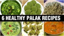 పాలకూరతో రక రకాల వంటలు | 6 Healthy Palak Recipes in Telugu | Quick & Easy Spinach Recipes