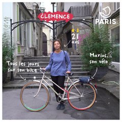 Portraits de cyclistes parisien.ne.s à vélo : Clémence