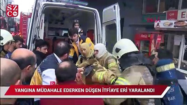 Yangına müdahale ederken düşen itfaiye eri ağır yaralı