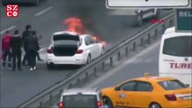 E-5, Bakırköy mevkiinde araç yangını!