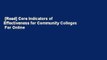 [Read] Core Indicators of Effectiveness for Community Colleges  For Online