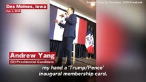 Andrew Yang Asks Crowd to Applaud 2016 Trump Voters in Packed Des Moines Rally