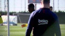 Dembelé vuelve a sentir molestias en el entrenamiento del Barça