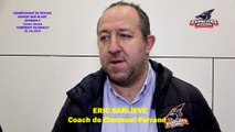 Hockey sur glace Interview d’Eric Sarliève, Coach des Sangliers Arvernes de Clermont-Ferrand, 01/02/2020 (D1 - J21 Clermont-Ferrand VS Neuilly sur Marne)