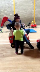 Lady Gets Stuck in Toy Car