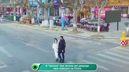 A bronca dos drones em pessoas sem máscara na China