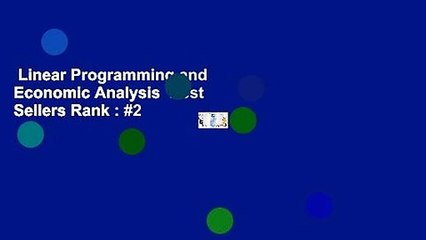 Linear Programming and Economic Analysis  Best Sellers Rank : #2