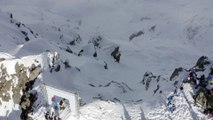 Crazy off piste skiing action from Swiss Alps