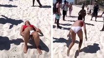 Un jeu sur la plage qui tourne mal pour cette jeune fille