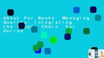 About For Books  Managing Quality: Integrating the Supply Chain  For Online