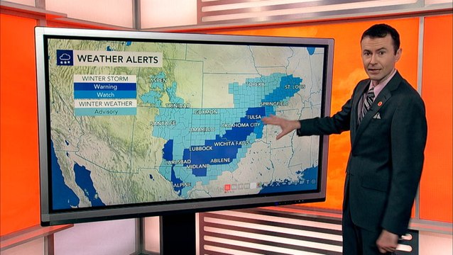 Robust winter storm impacts southern Plains, Midwest