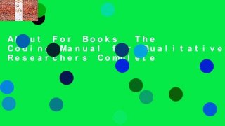 About For Books  The Coding Manual for Qualitative Researchers Complete