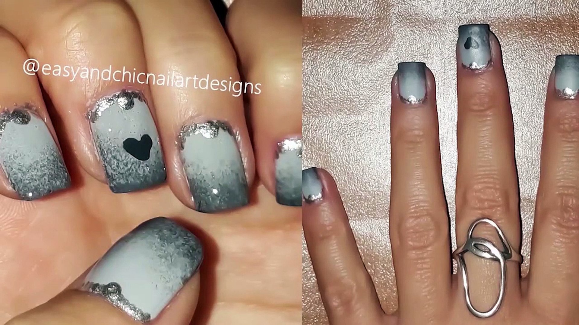 Nail Art Tutorial -Easy Grey Ombre- Love Nail Design For Valentine'S  Day-Easy Nail Art Tutorial-Step By Step - Video Dailymotion