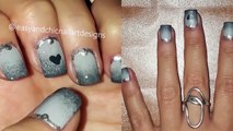 NAIL ART TUTORIAL -Easy Grey Ombre- Love Nail Design for Valentine's Day-Easy Nail Art TUTORIAL-Step by Step