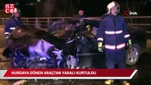 Ankara’da hurdaya dönen otomobilden yaralı kurtuldu