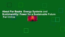 About For Books  Energy Systems and Sustainability: Power for a Sustainable Future  For Online
