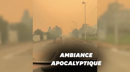 En Corse, un  incendie change la couleur du ciel de Solenzara