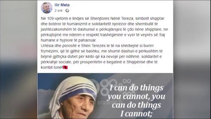 RTV Ora - Meta kujton Nënë Terezën: Urtësia dhe porositë le të na shërbejnë si burim frymëzimi