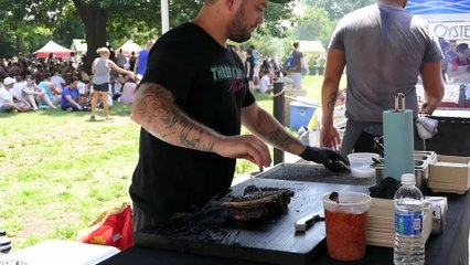 New York City Street Food - Beef Short Rib and Pork Shoulder Sandwich