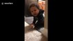 Adorable moment baby gets surprised and has priceless reaction