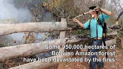 Displaced families because of wildfires in Bolivia