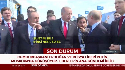 Başkan Erdoğan Rus yapımı SU-57 savaş uçağını inceledi