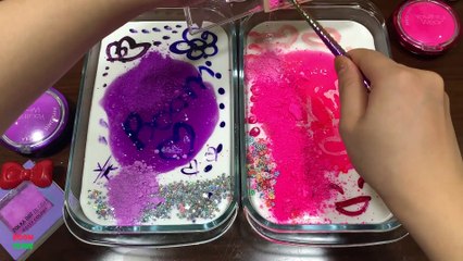 PURPLE VS PINK || Mixing Makeup Into #GLOSSY Slime || Slime Smoothie ||