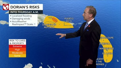 Dorian strengthens as it creeps through Caribbean