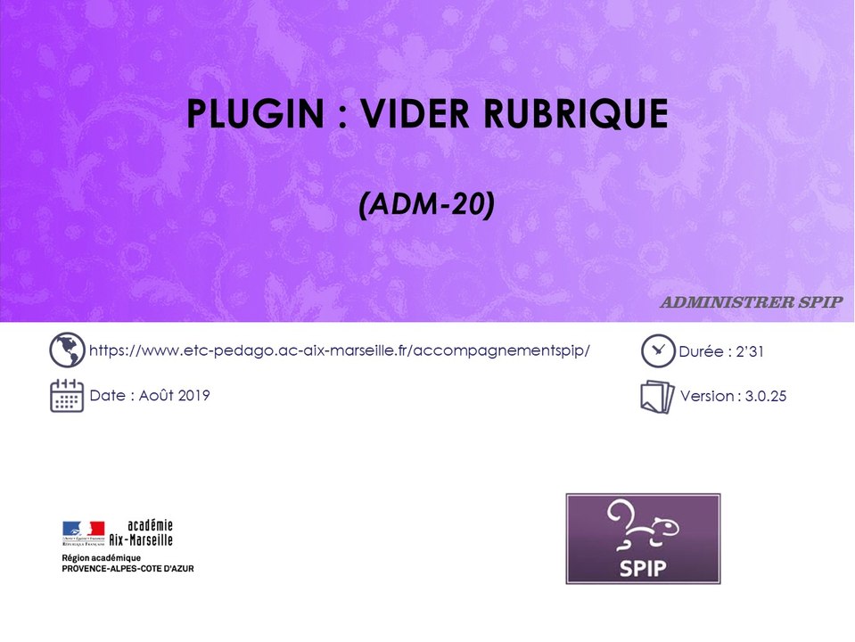 Plugin Vider Rubrique d'un site SPIP